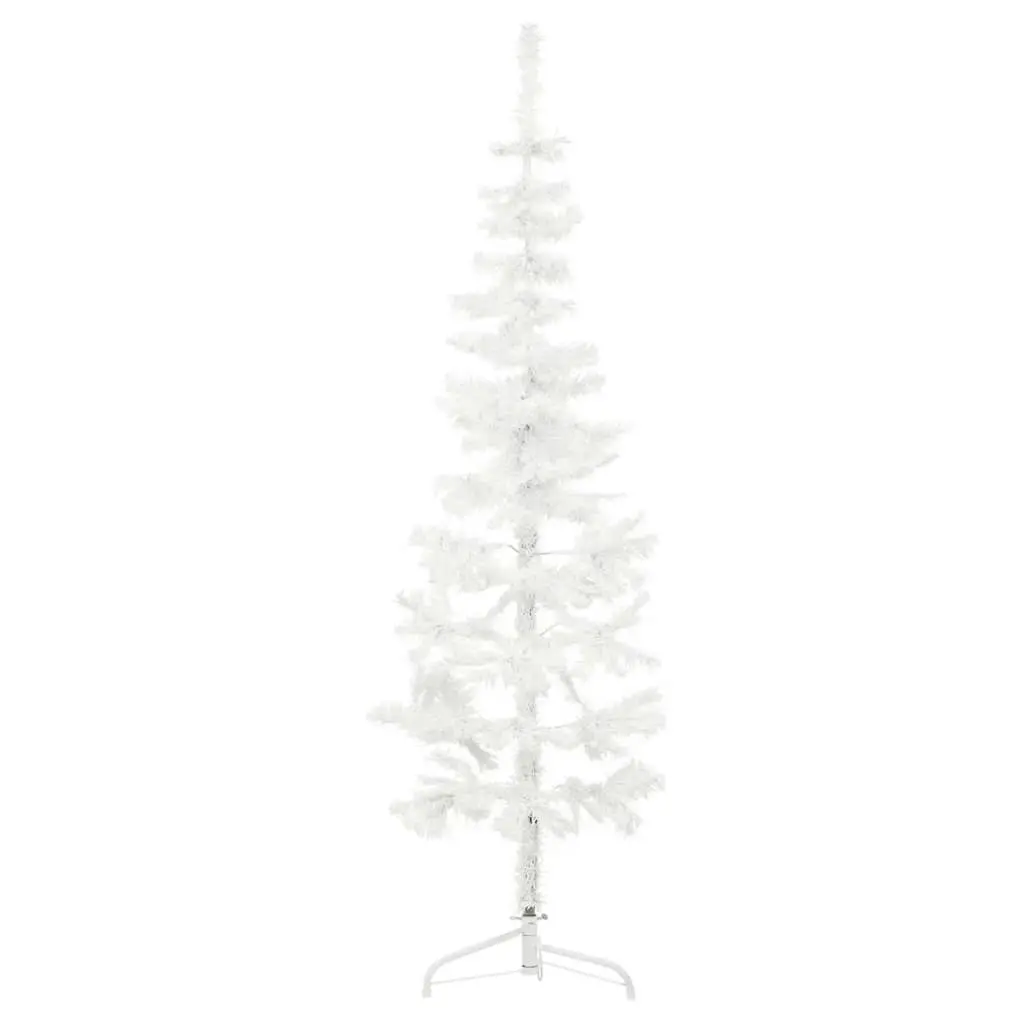 Slim Artificial Half Christmas Tree with Stand White 180 cm 344566