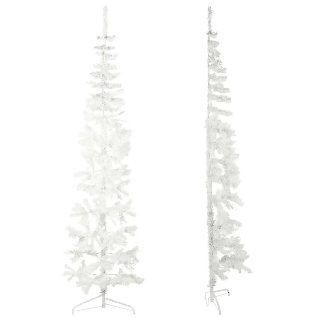 Slim Artificial Half Christmas Tree with Stand White 210 cm 344567