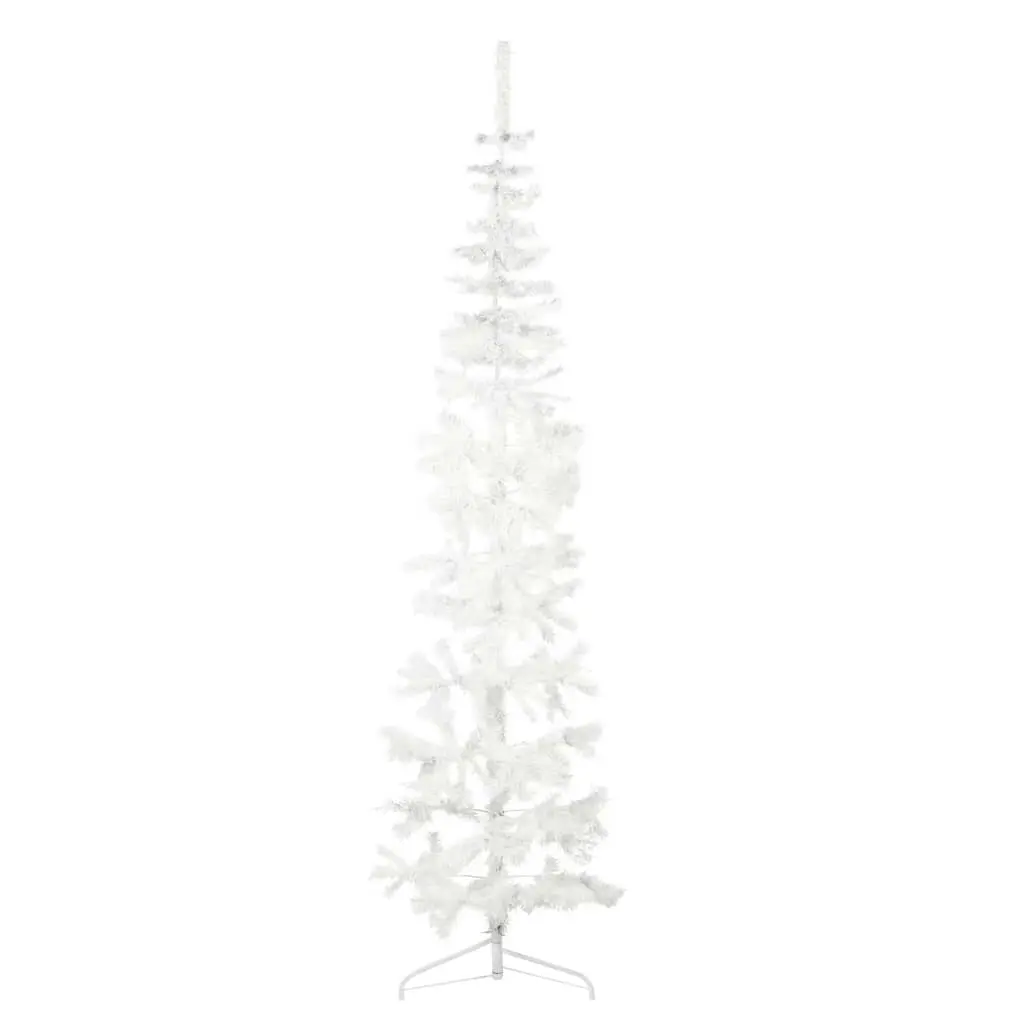 Slim Artificial Half Christmas Tree with Stand White 210 cm 344567