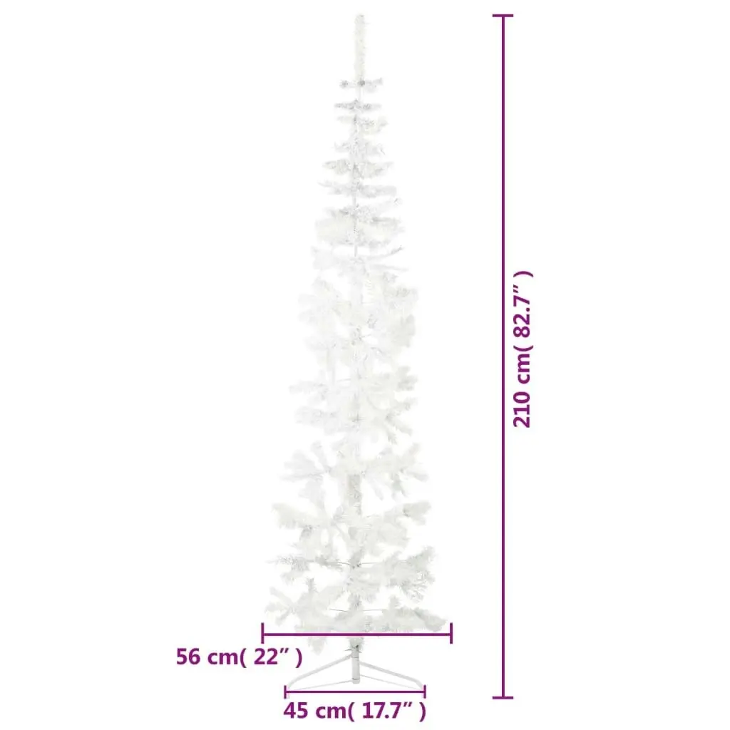 Slim Artificial Half Christmas Tree with Stand White 210 cm 344567