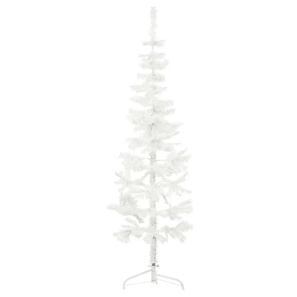 Slim Artificial Half Christmas Tree with Stand White 120 cm 344564