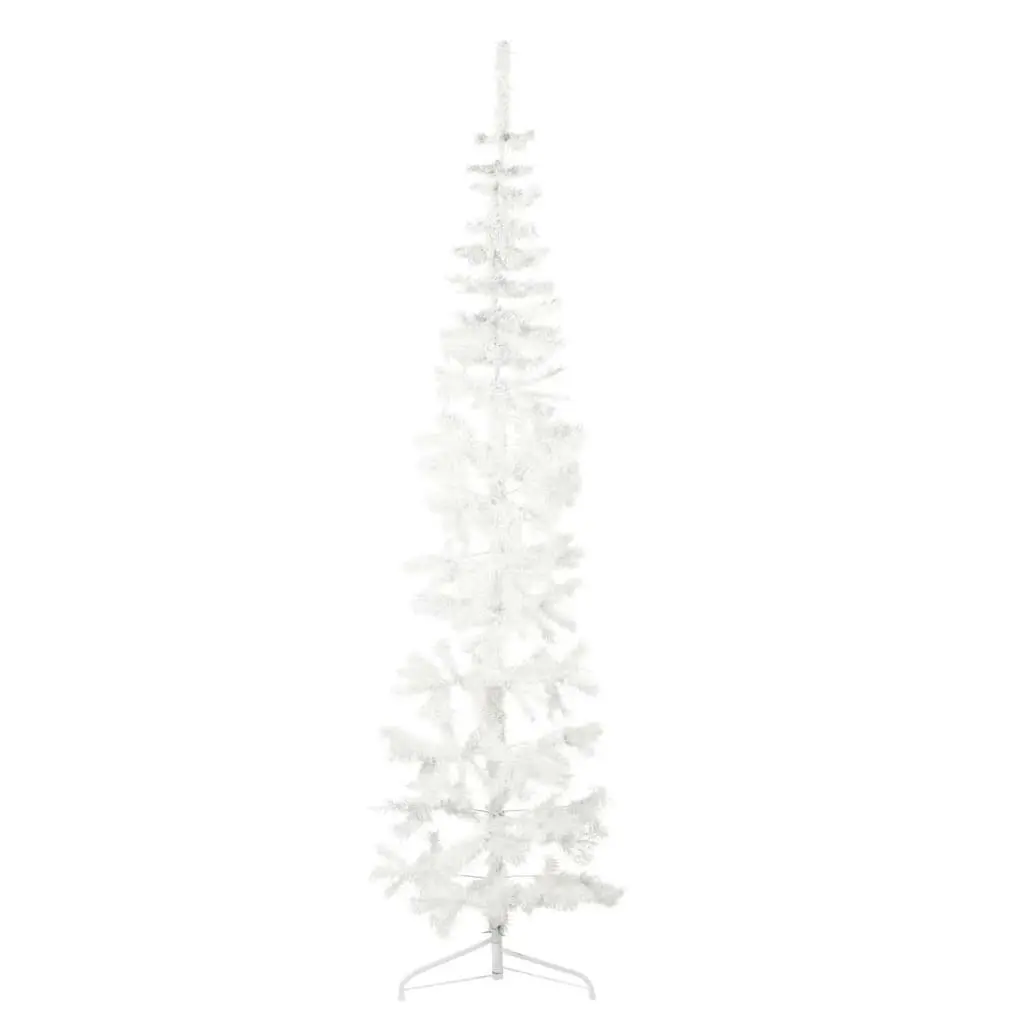 Slim Artificial Half Christmas Tree with Stand White 240 cm 344568