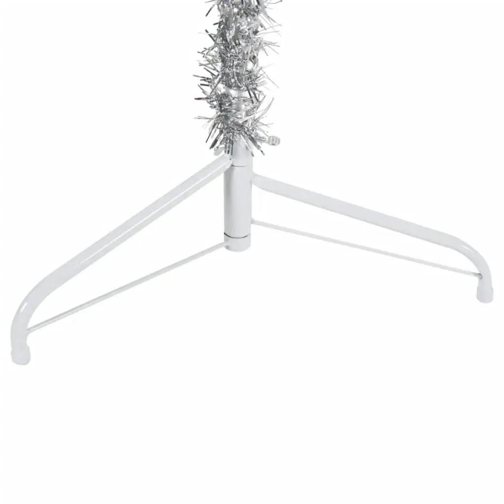 Slim Artificial Half Christmas Tree with Stand Silver 210 cm 344597