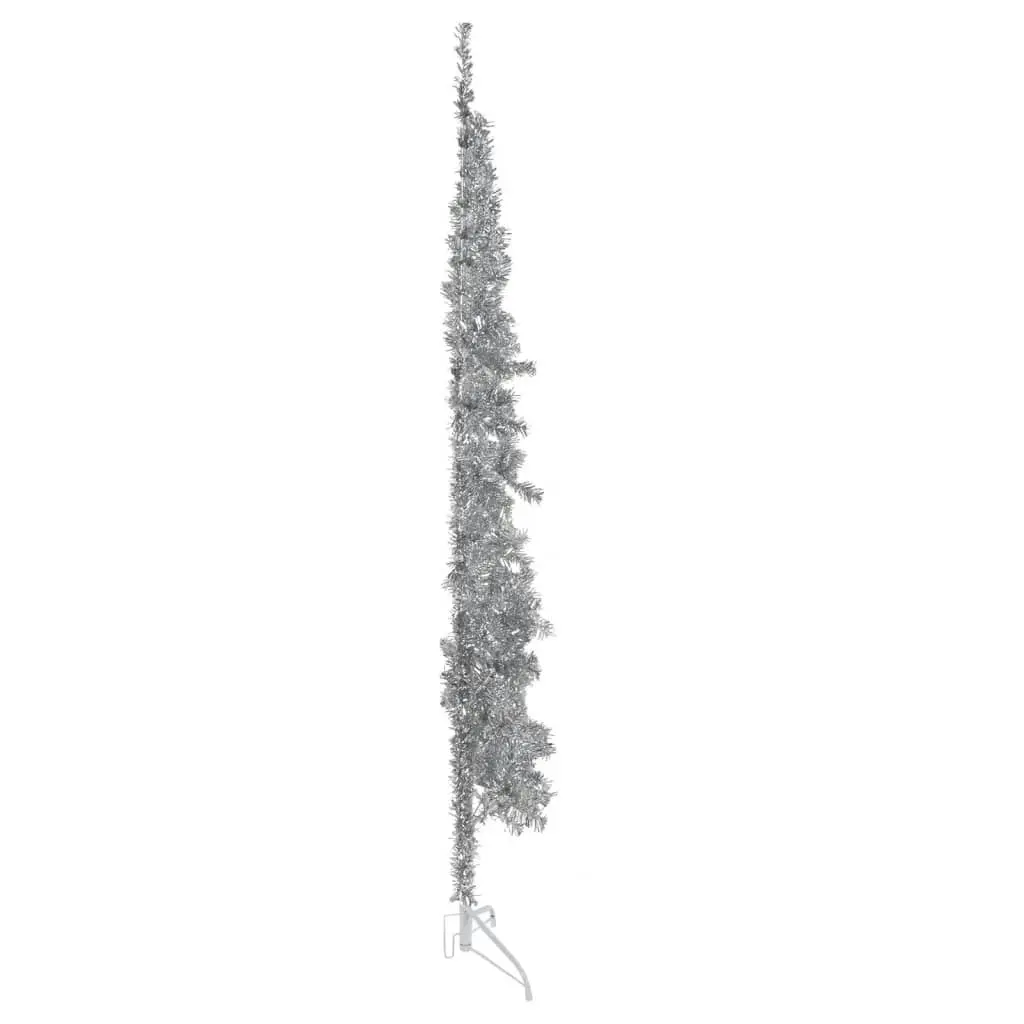 Slim Artificial Half Christmas Tree with Stand Silver 210 cm 344597