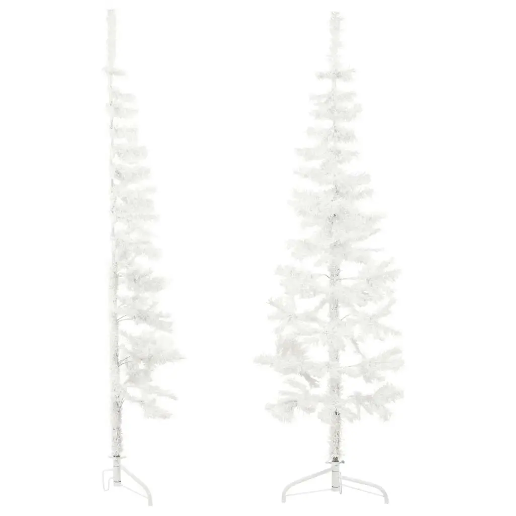 Slim Artificial Half Christmas Tree with Stand White 150 cm 344565