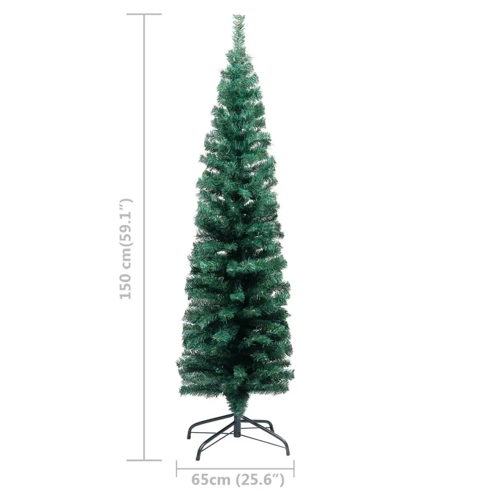 Slim Artificial Pre-lit Christmas Tree with Ball Set Green 150 cm 3077899