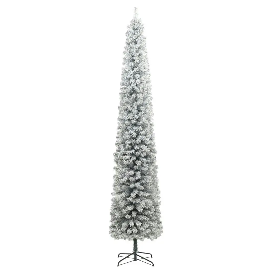 Slim Christmas Tree 300 LEDs & Ball Set & Flocked Snow 270 cm 3210231