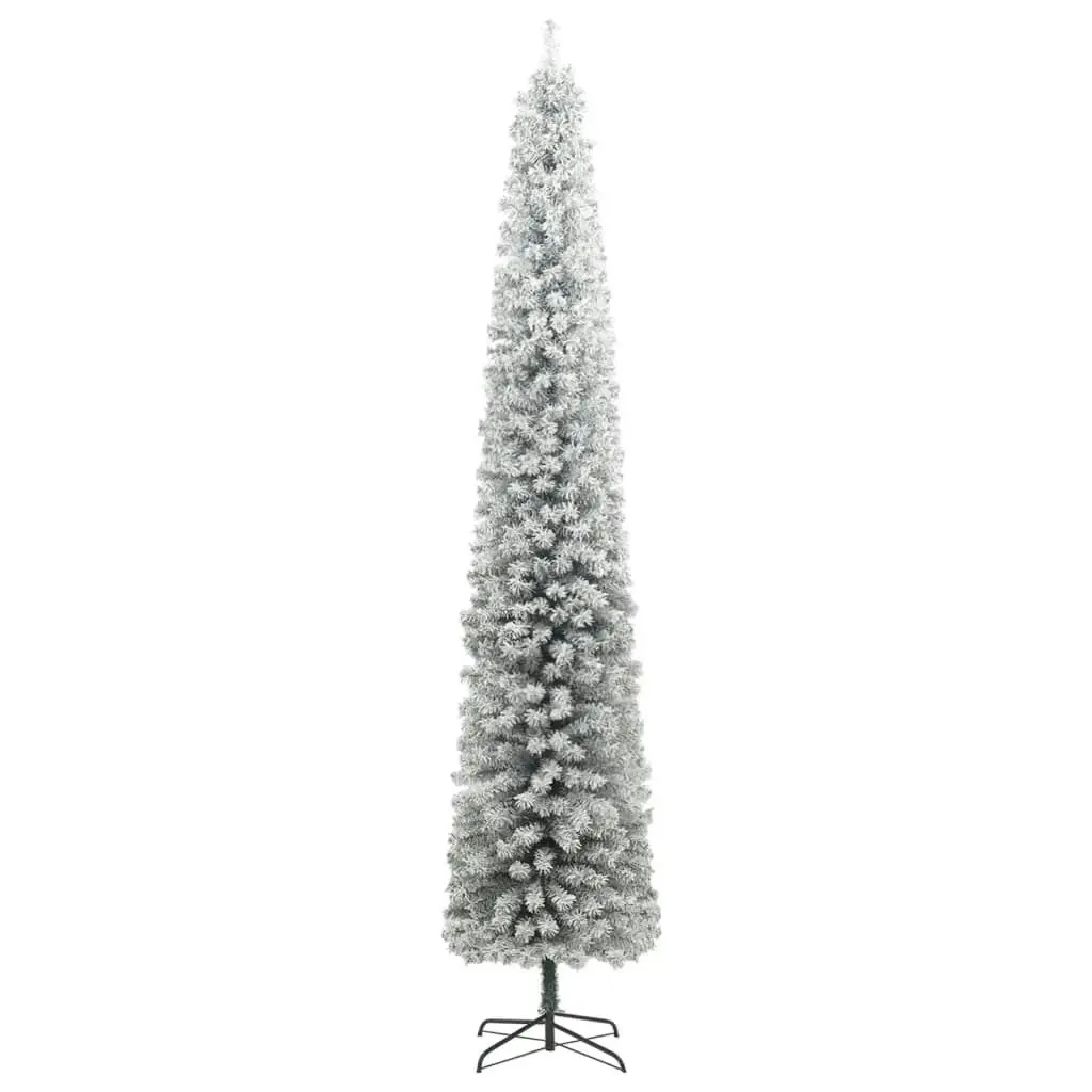 Slim Christmas Tree 300 LEDs & Ball Set & Flocked Snow 270 cm 3210218