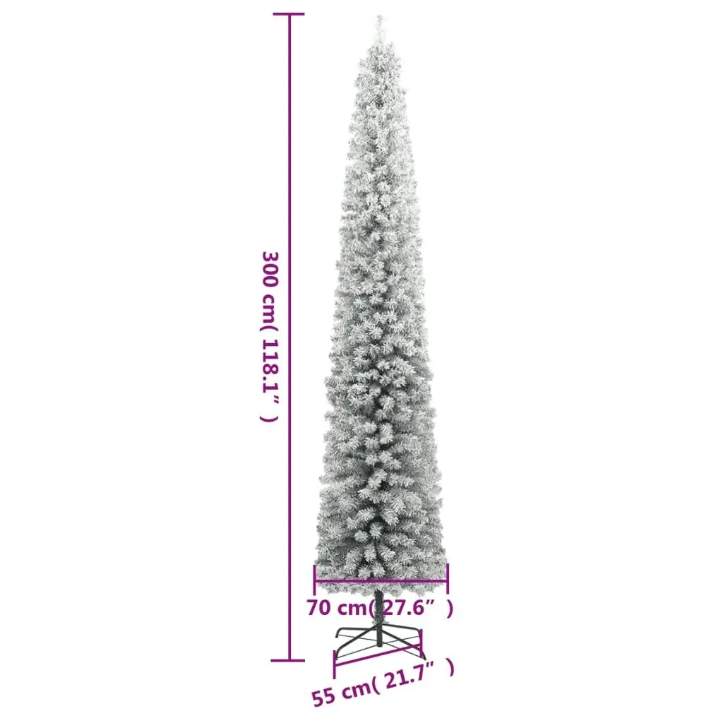 Slim Christmas Tree 300 LEDs & Flocked Snow 300 cm 3210206