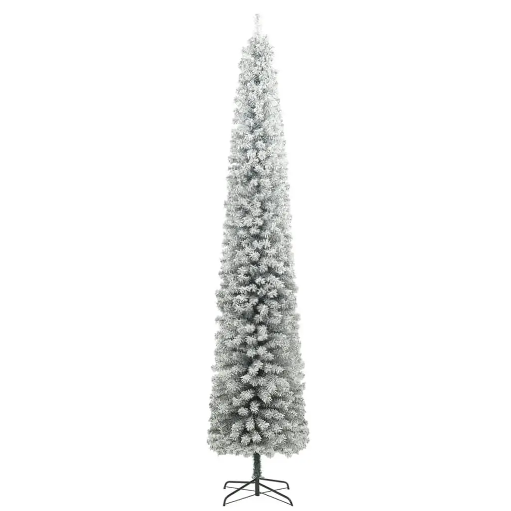 Slim Christmas Tree 300 LEDs & Ball Set & Flocked Snow 300 cm 3210232