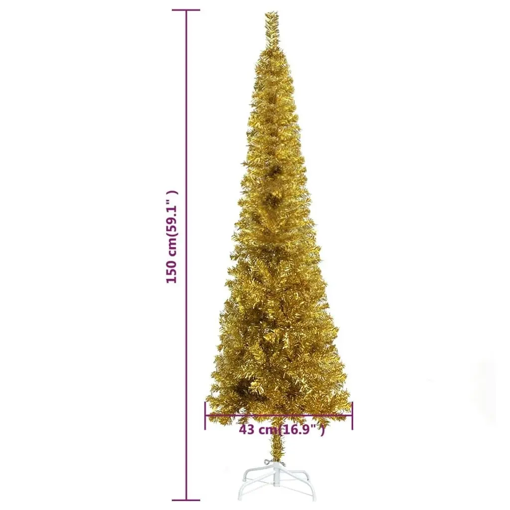 Slim Christmas Tree Gold 150 cm 329233