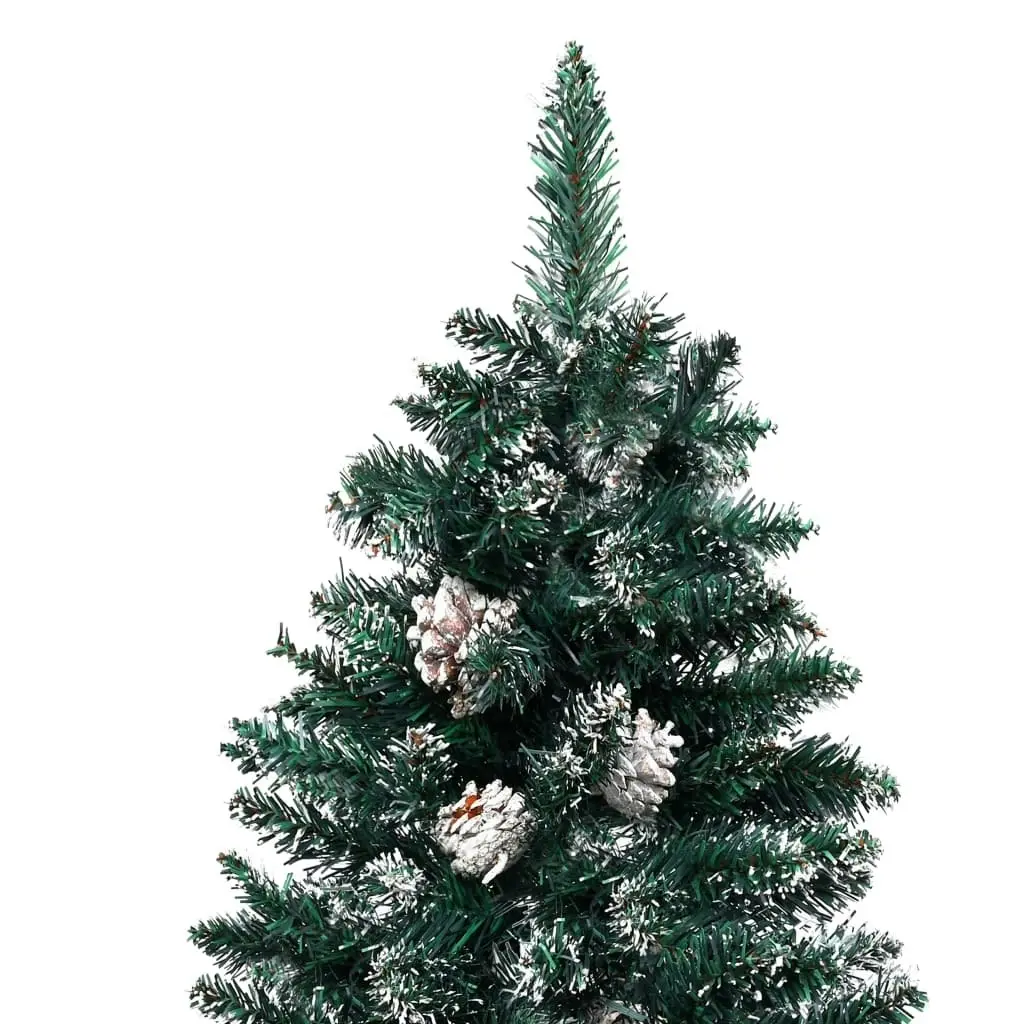 Slim Christmas Tree with Real Wood and White Snow Green 180 cm 320961