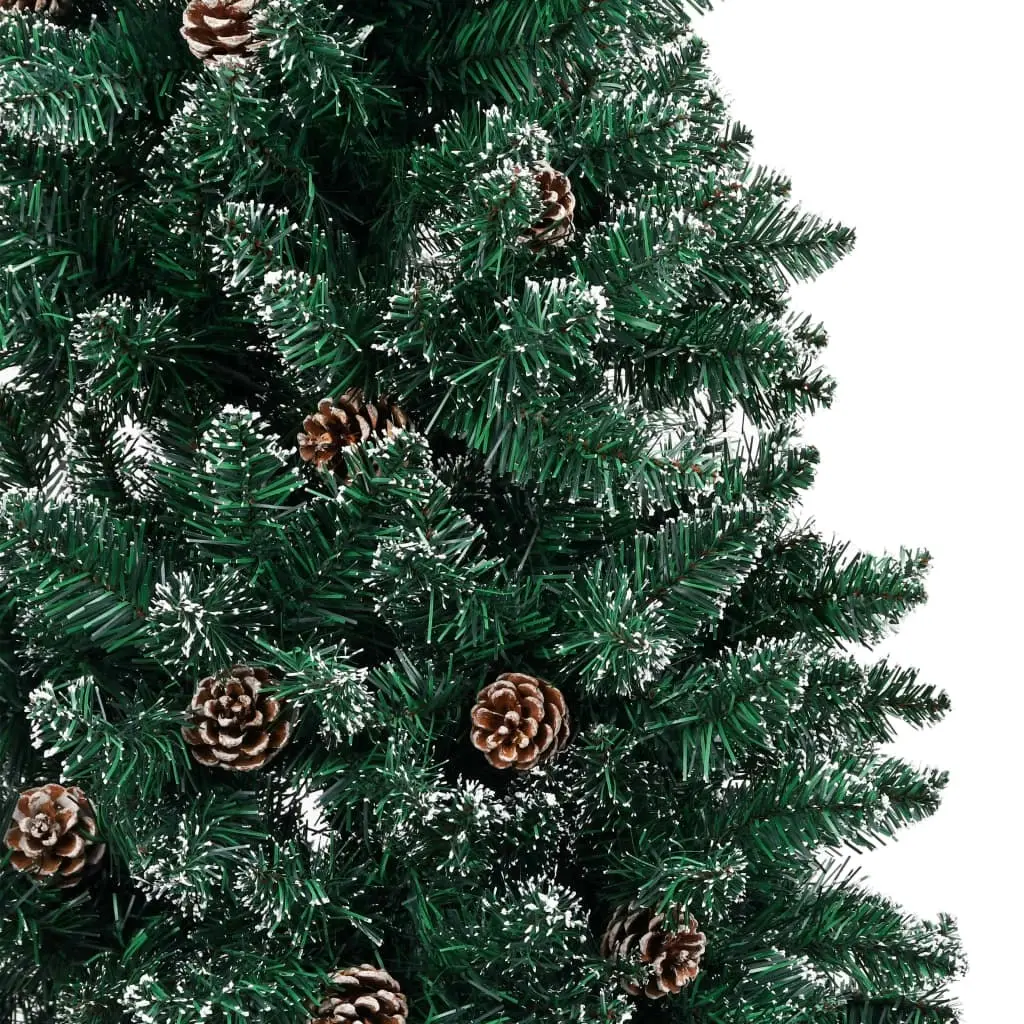 Slim Christmas Tree with Real Wood and White Snow Green 180 cm 320961