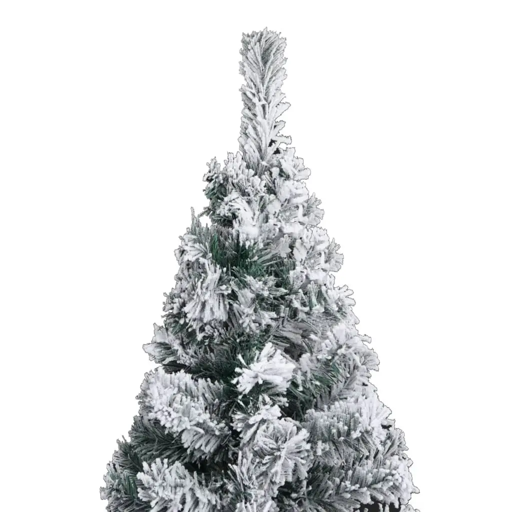 Slim Pre-lit Christmas Tree with Flocked Snow Green 240 cm PVC 3077758