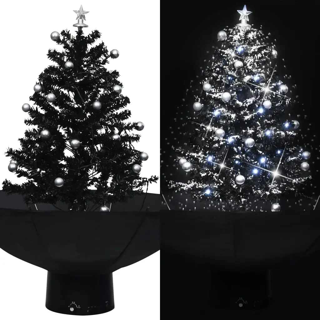 Snowing Christmas Tree with Umbrella Base Black 75 cm PVC 289931