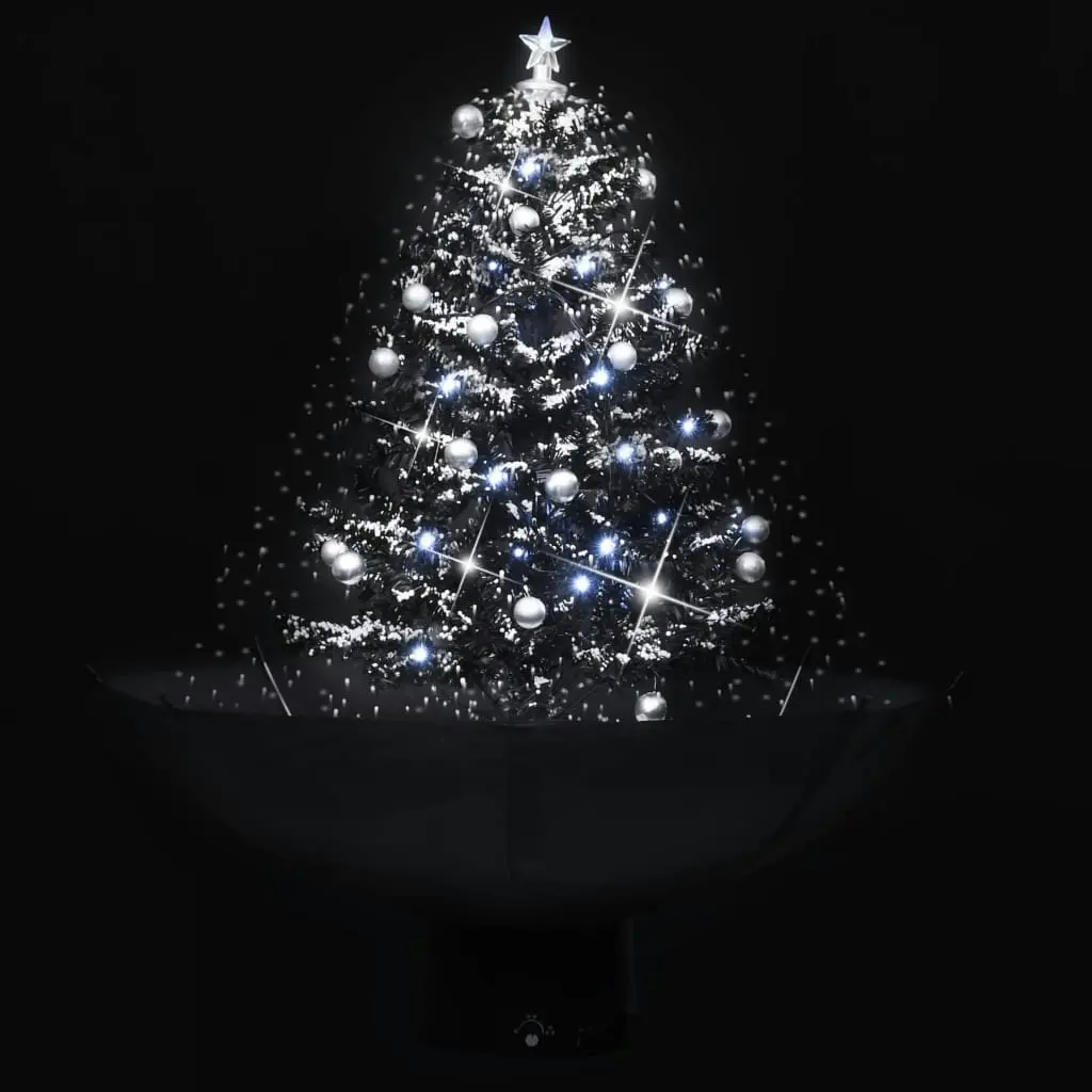 Snowing Christmas Tree with Umbrella Base Black 75 cm PVC 289931