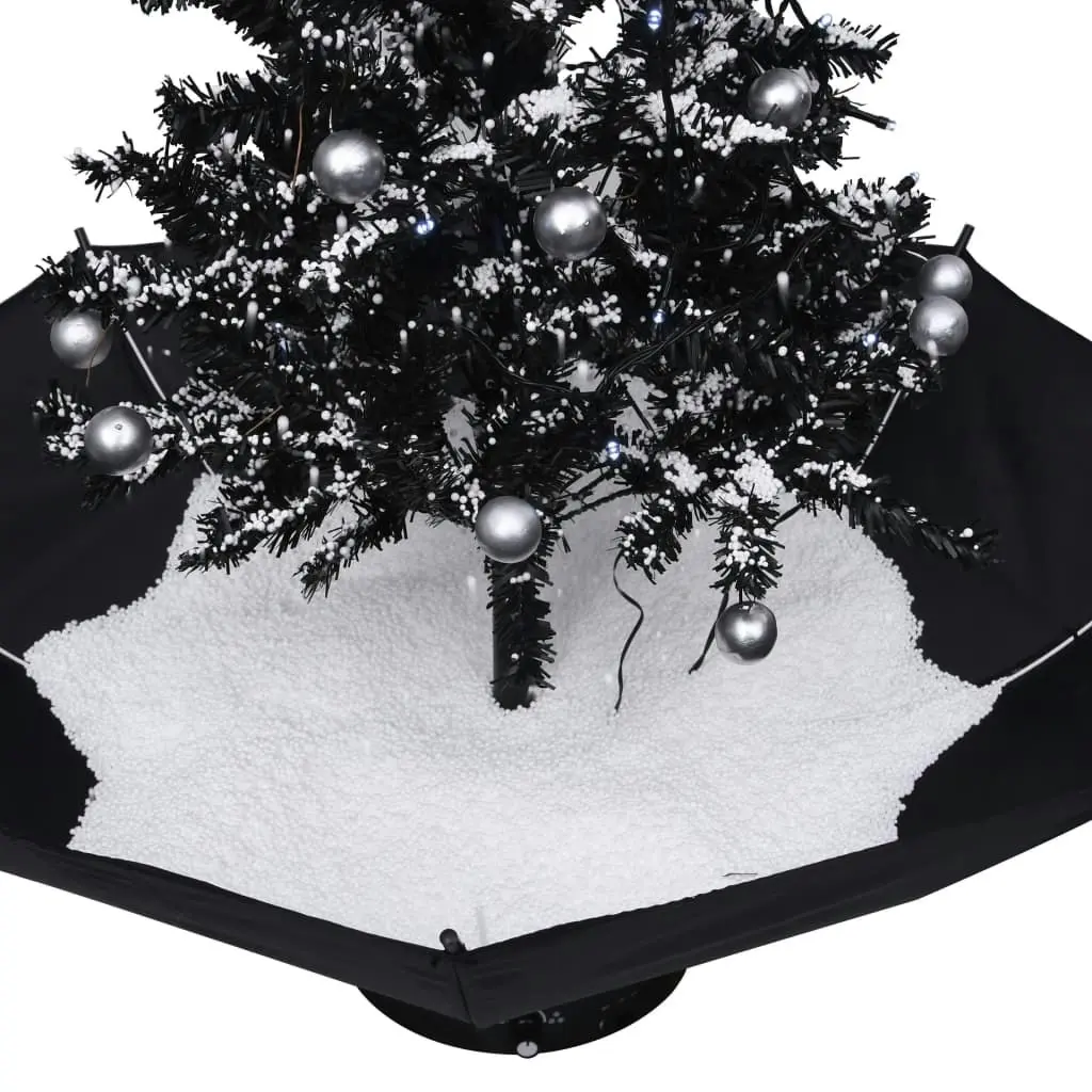 Snowing Christmas Tree with Umbrella Base Black 75 cm PVC 289931