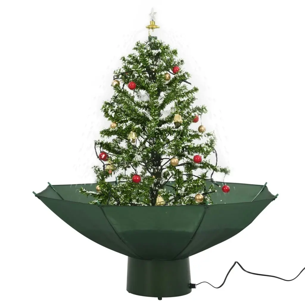 Snowing Christmas Tree with Umbrella Base Green 75 cm 284331