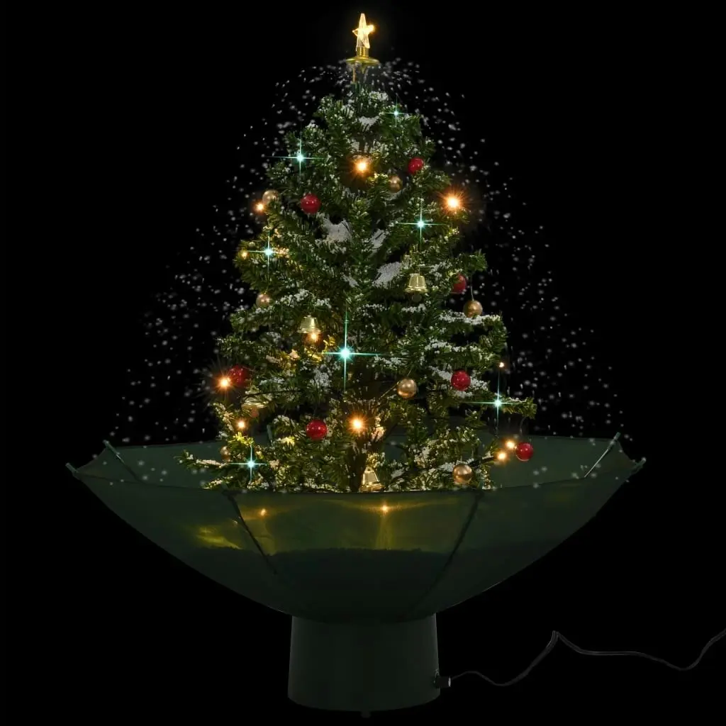 Snowing Christmas Tree with Umbrella Base Green 75 cm 284331