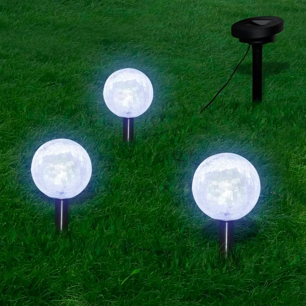 Solar Bowl 3 LED Garden Lights with Spike Anchors & Solar Panel 40870