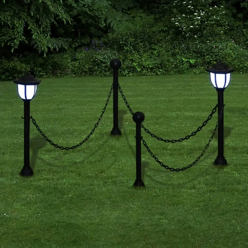 Solar Lights 4 pcs with Chain Fence and Poles 277119