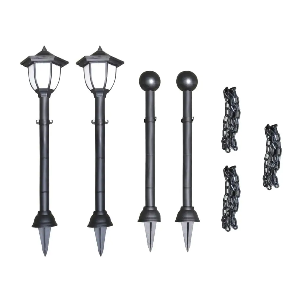 Solar Lights 4 pcs with Chain Fence and Poles 277119