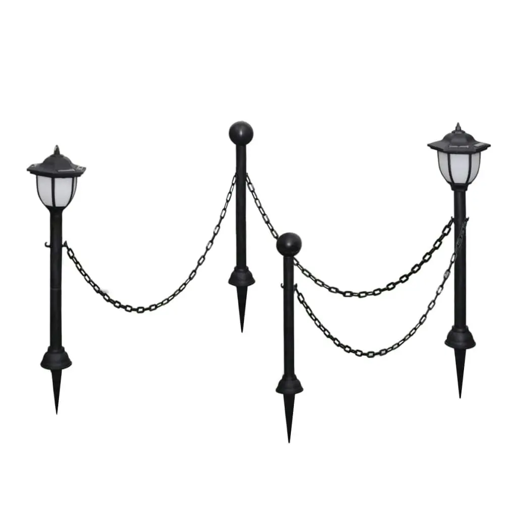 Solar Lights 4 pcs with Chain Fence and Poles 277119