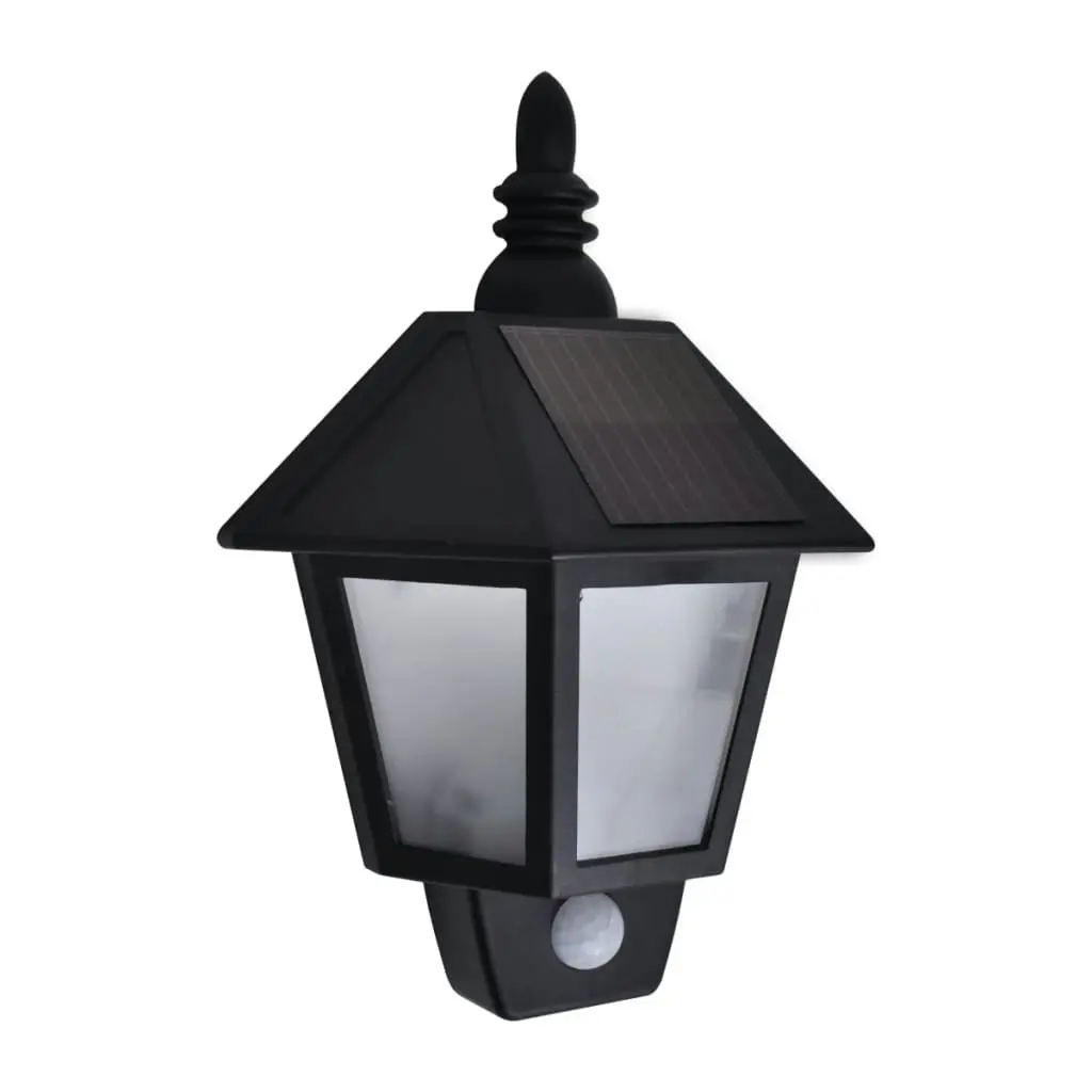 Solar Wall Lamps 2 pcs with Motion Sensor Black 277124