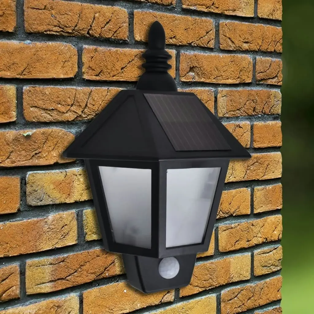 Solar Wall Lamps 2 pcs with Motion Sensor Black 277124