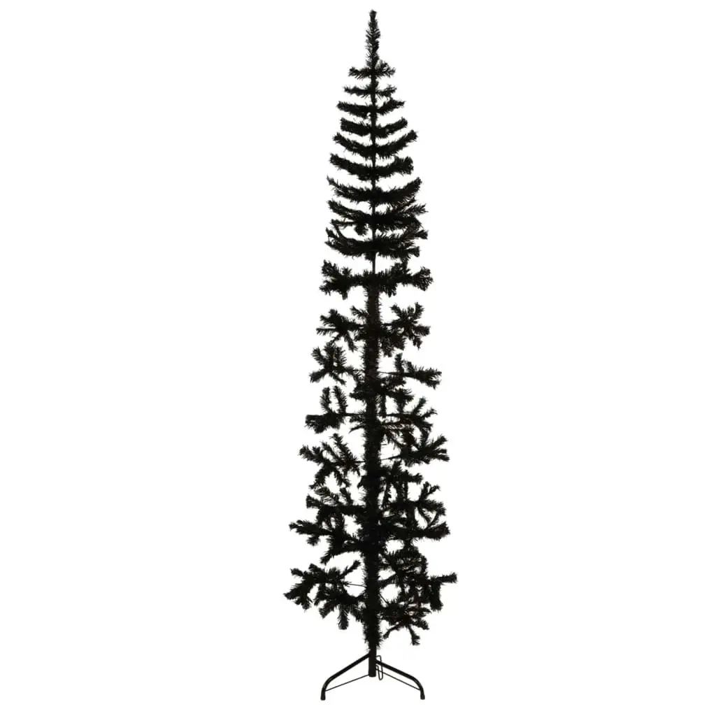 Slim Artificial Half Christmas Tree with Stand Black 210 cm 344577