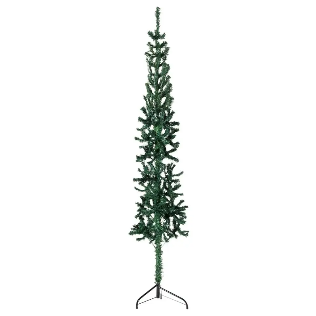 Slim Artificial Half Christmas Tree with Stand Green 240 cm 344603