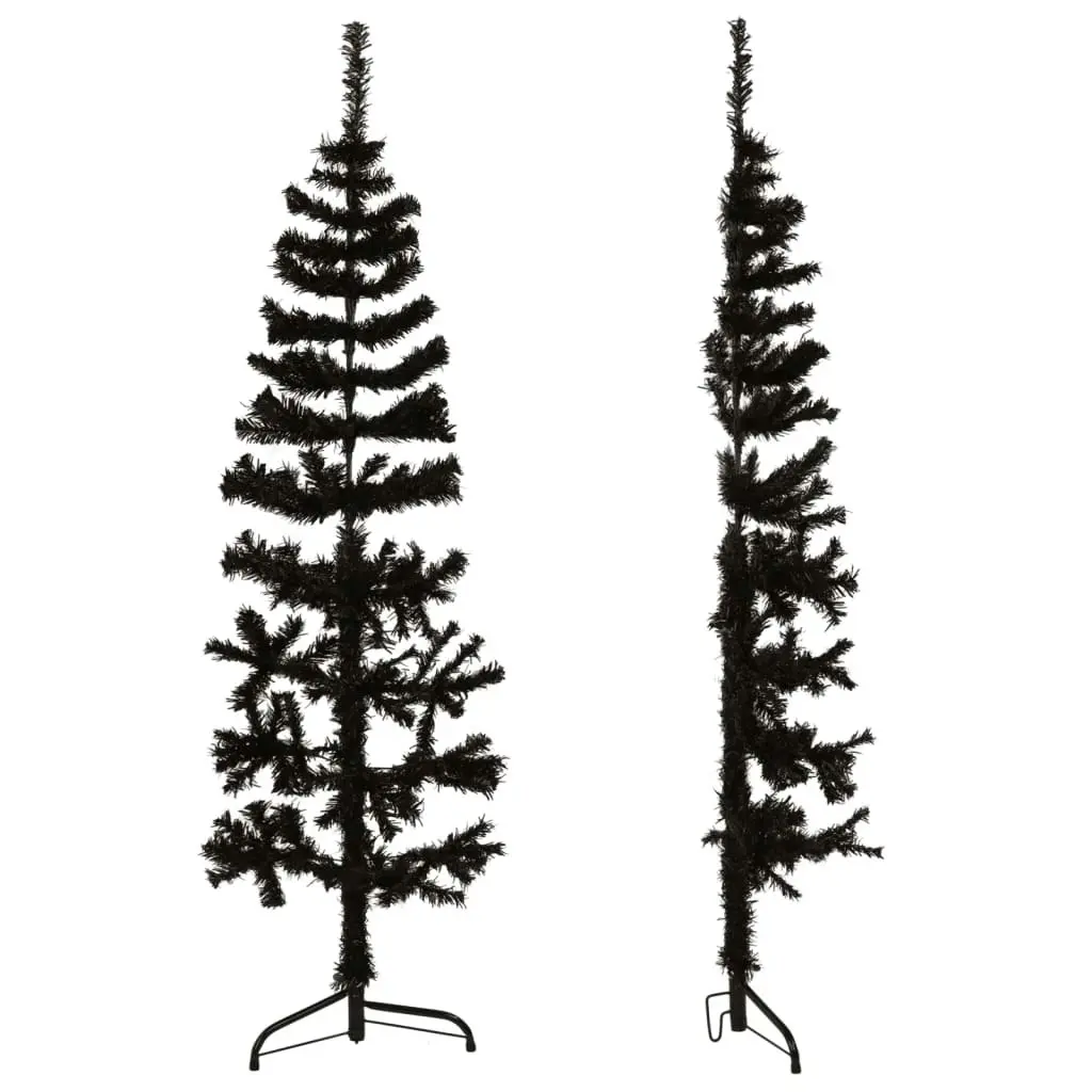 Slim Artificial Half Christmas Tree with Stand Black 120 cm 344574