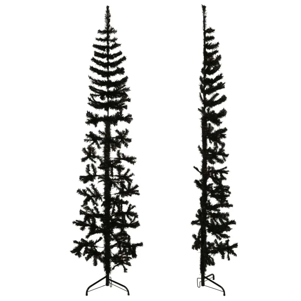 Slim Artificial Half Christmas Tree with Stand Black 240 cm 344578