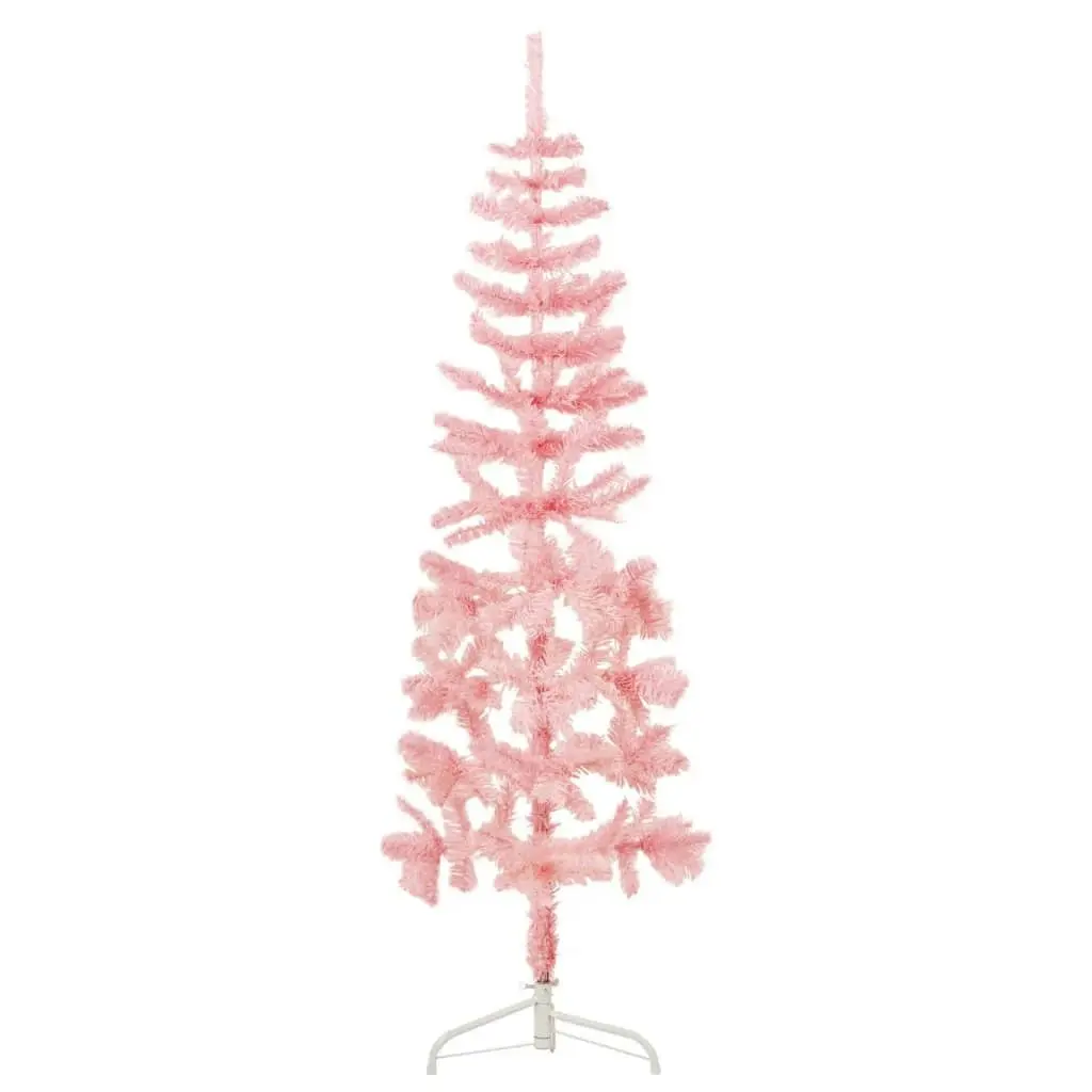 Slim Artificial Half Christmas Tree with Stand Pink 120 cm 344569