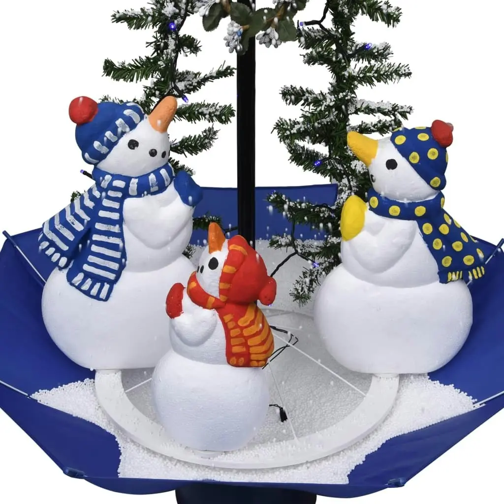 Snowing Christmas Tree with Umbrella Base Blue 75 cm PVC 289929