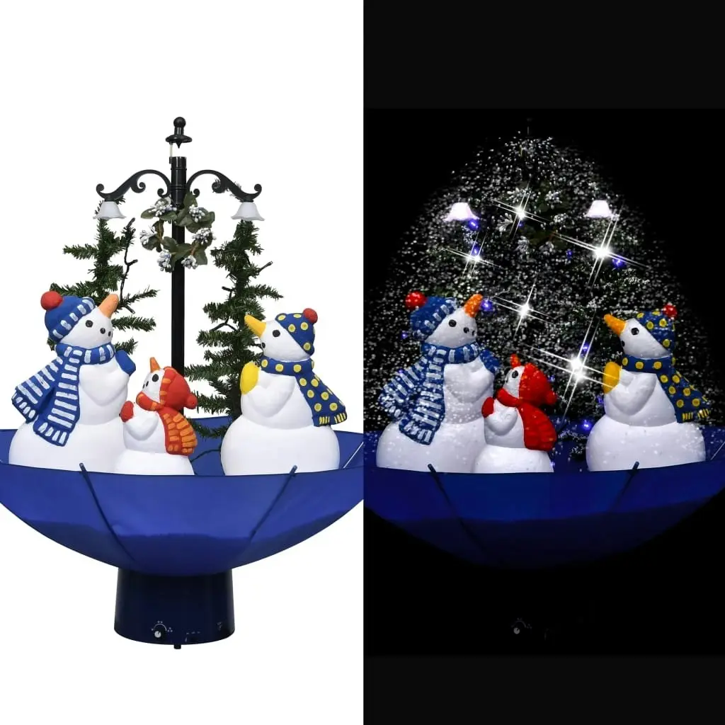 Snowing Christmas Tree with Umbrella Base Blue 75 cm PVC 289929