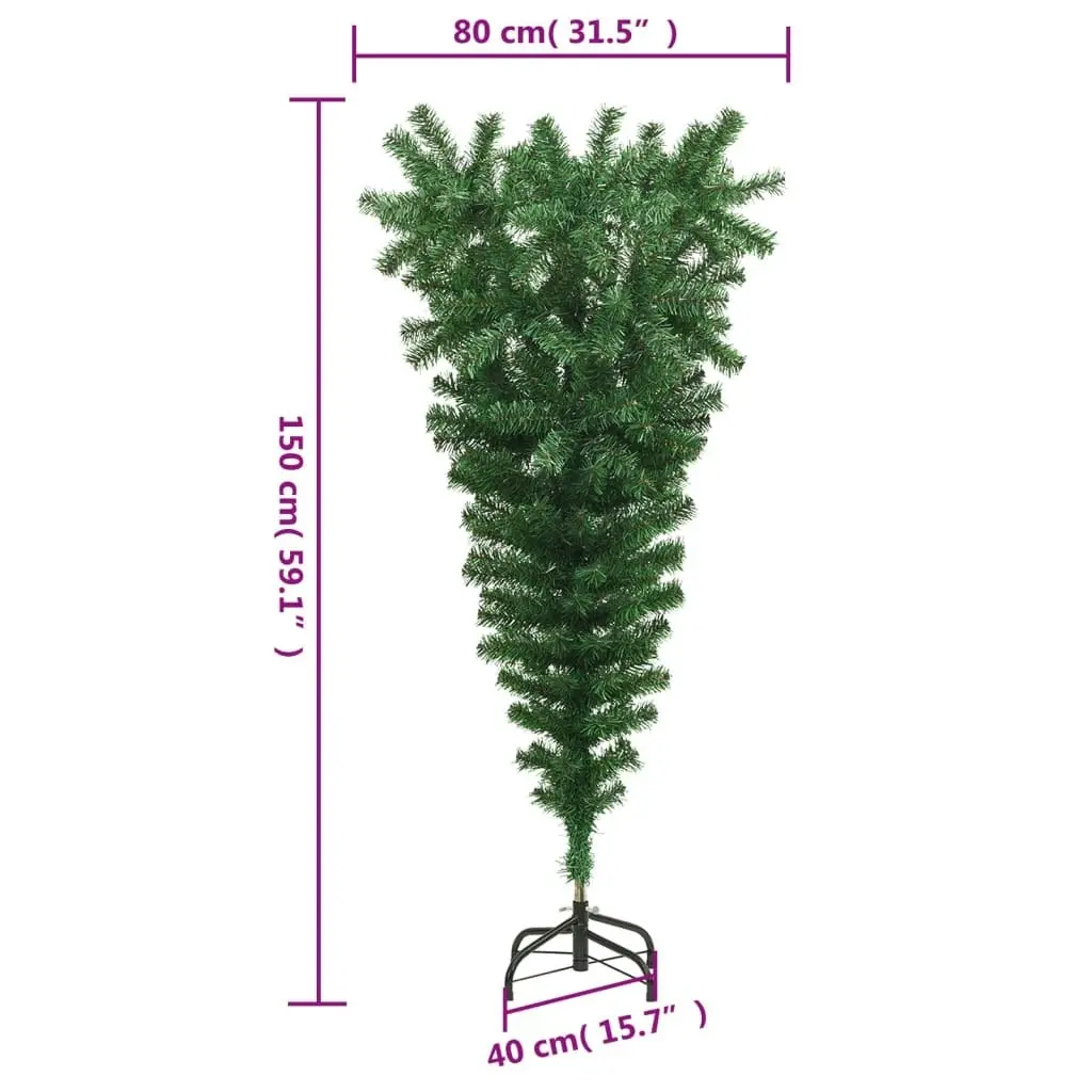 Upside-down Artificial Christmas Tree with Stand Green 150 cm 329173