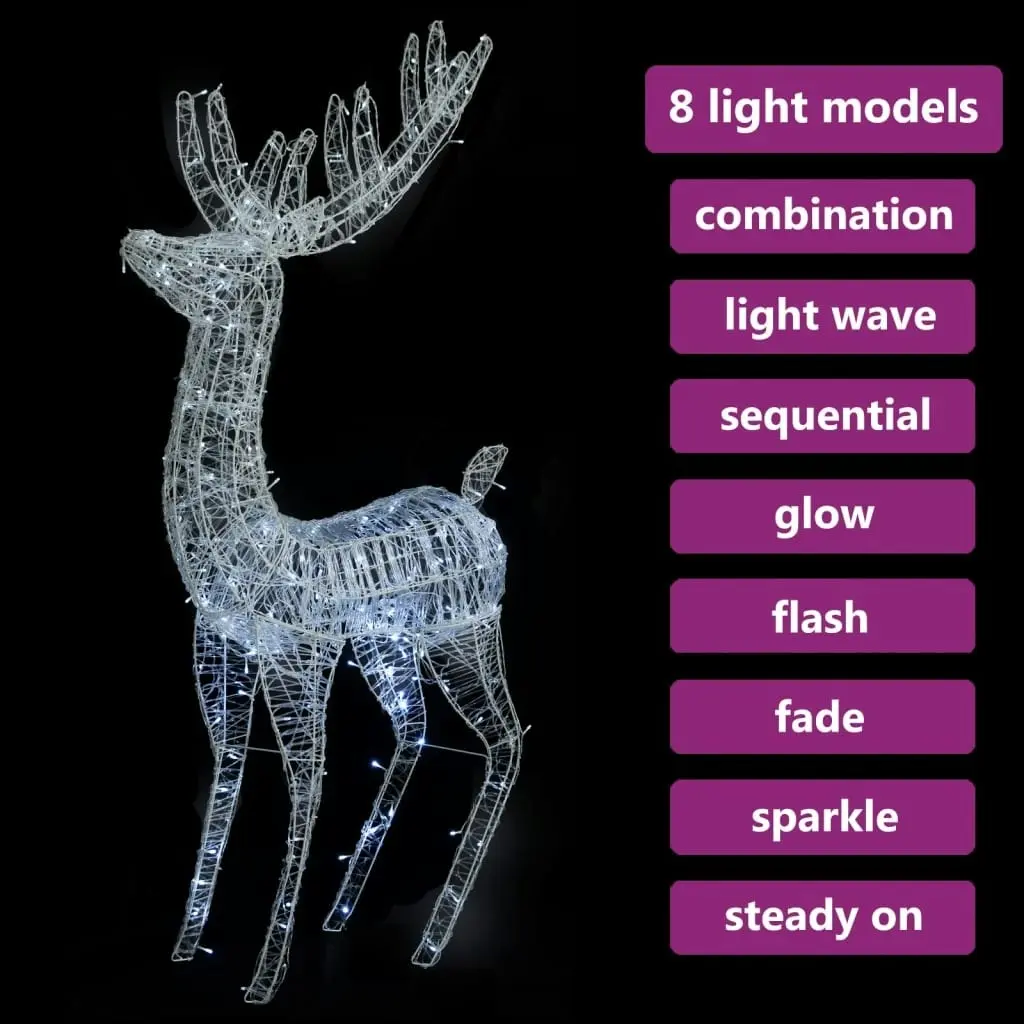 XXL Acrylic Christmas Reindeer 250 LED 180 cm Cold white 329786