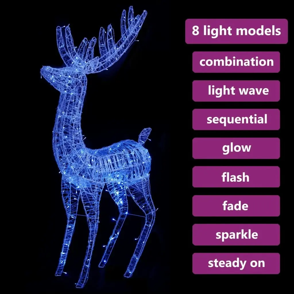 XXL Acrylic Christmas Reindeer 250 LED 180 cm Blue 329787