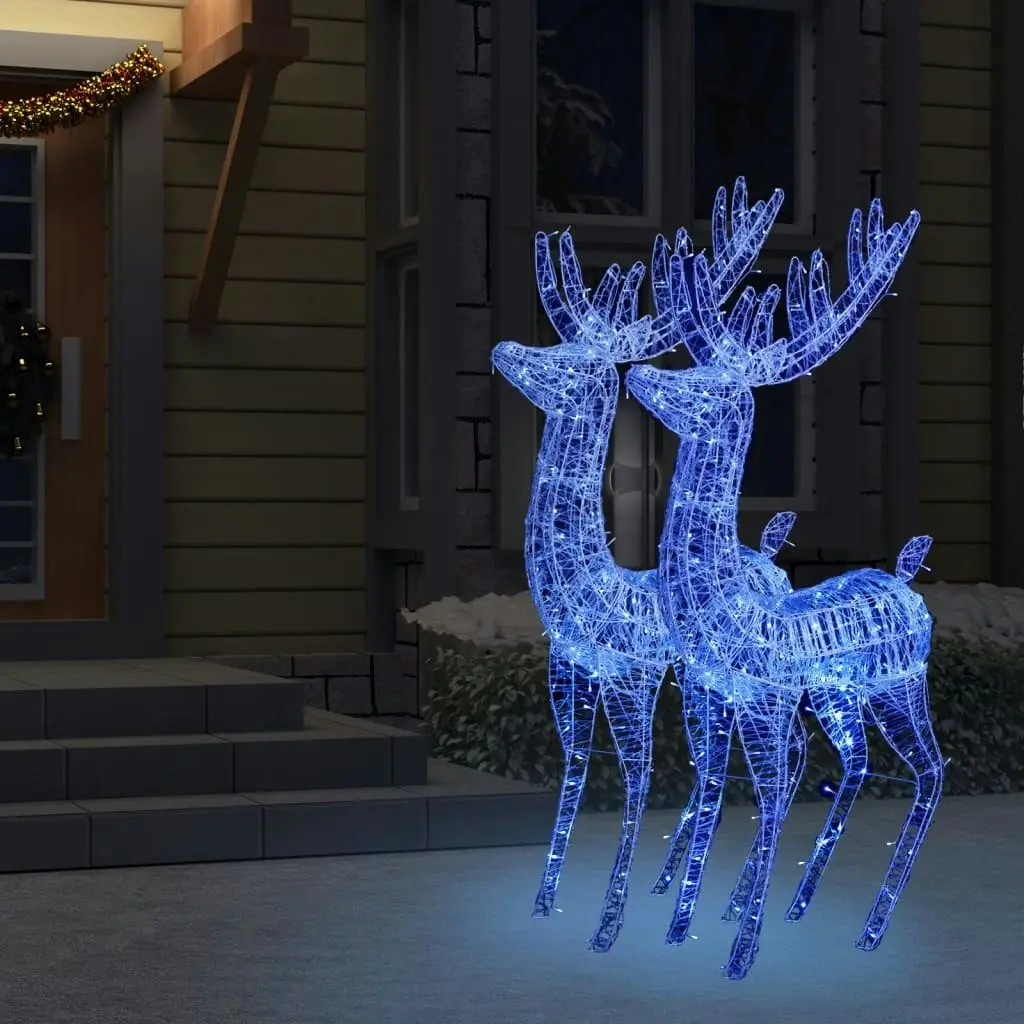 XXL Acrylic Christmas Reindeers 250 LED 2 pcs 180 cm Blue 3154360