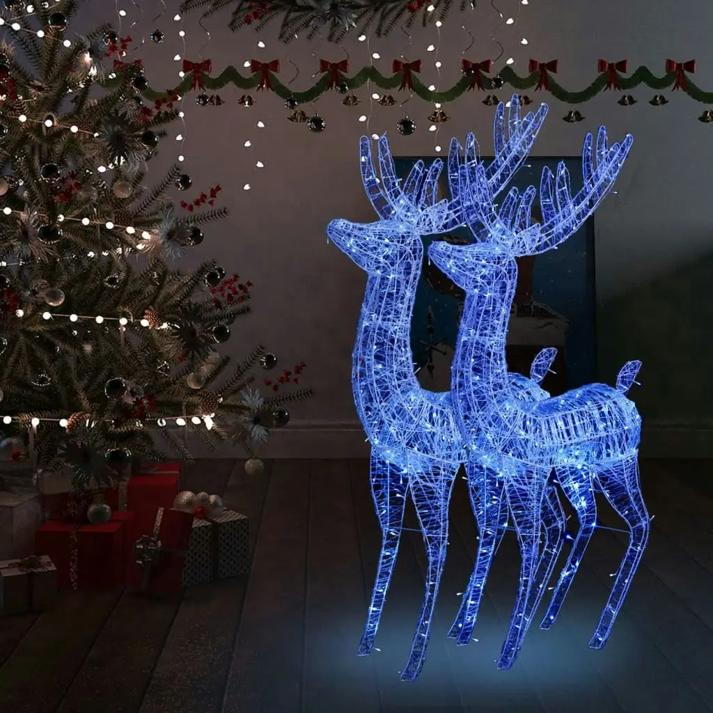 XXL Acrylic Christmas Reindeers 250 LED 2 pcs 180 cm Blue 3154360