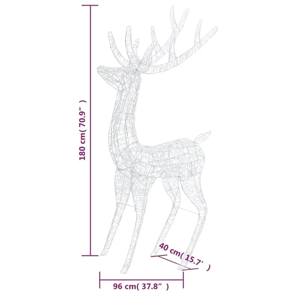 XXL Acrylic Christmas Reindeer 250 LED 180 cm Colourful 329788