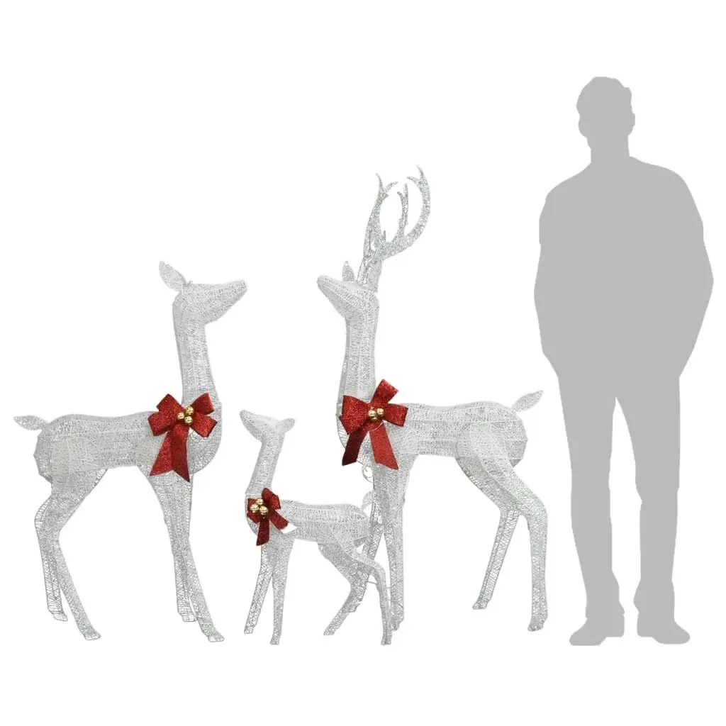 Reindeer Family Christmas Decoration White and Silver 201 LEDs 329771