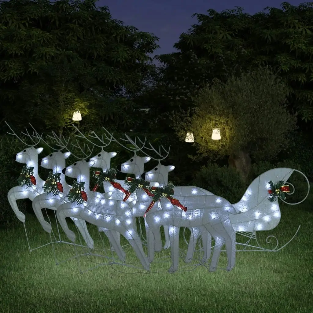 Reindeer & Sleigh Christmas Decoration 140 LEDs Outdoor White 3100432