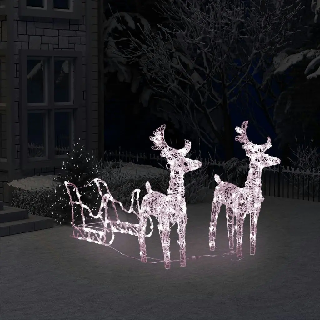 Reindeers & Sleigh Christmas Decoration 160 LEDs 130 cm Acrylic 328514