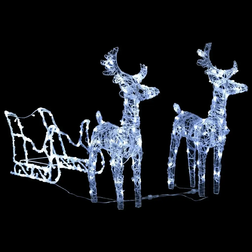 Reindeers & Sleigh Christmas Decoration 160 LEDs 130 cm Acrylic 289979