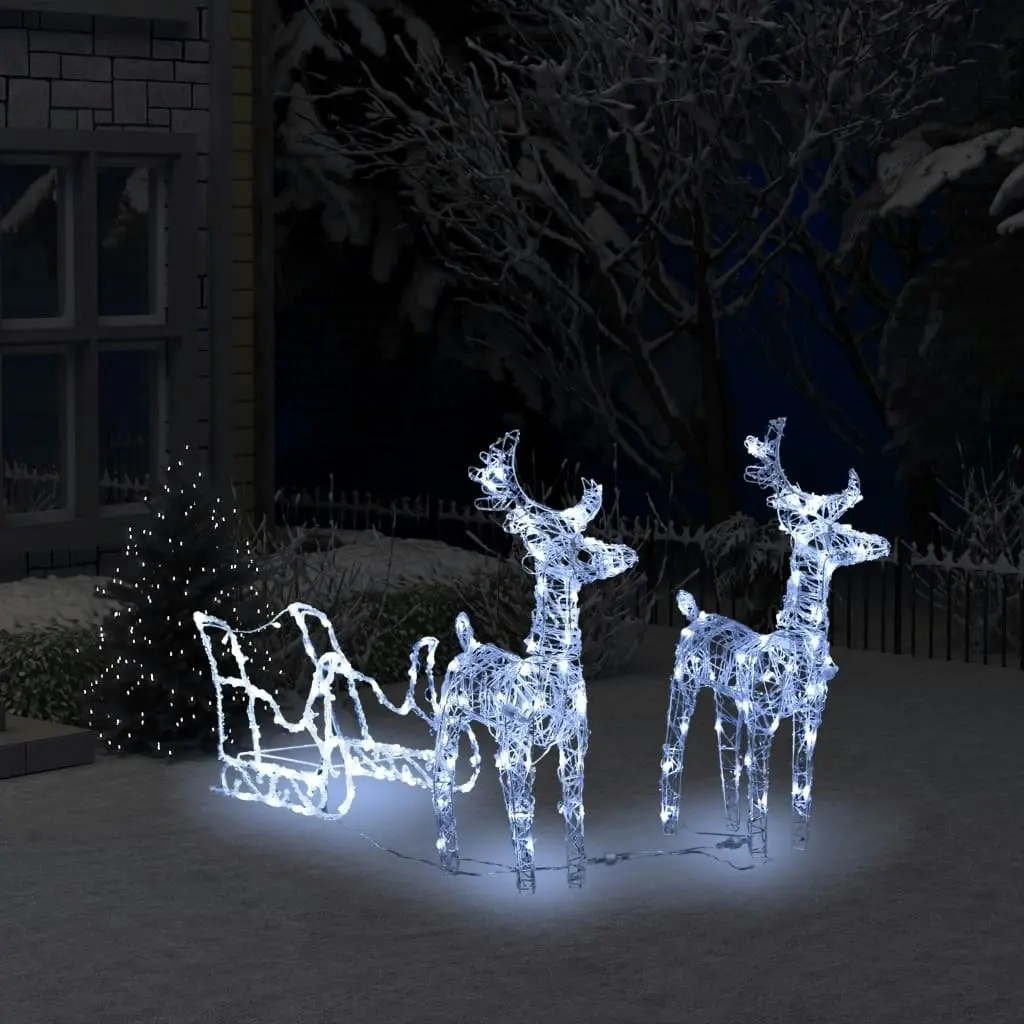 Reindeers & Sleigh Christmas Decoration 160 LEDs 130 cm Acrylic 289979