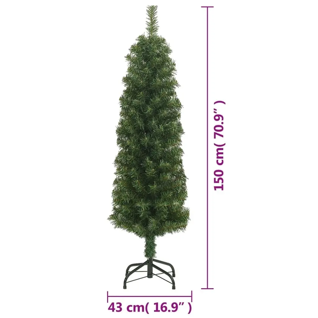 Slim Artificial Christmas Tree with Stand Green 150 cm PVC 320949