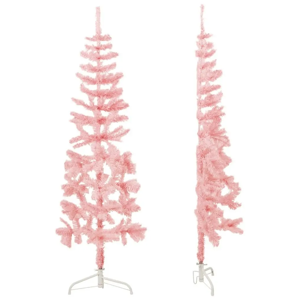 Slim Artificial Half Christmas Tree with Stand Pink 150 cm 344570