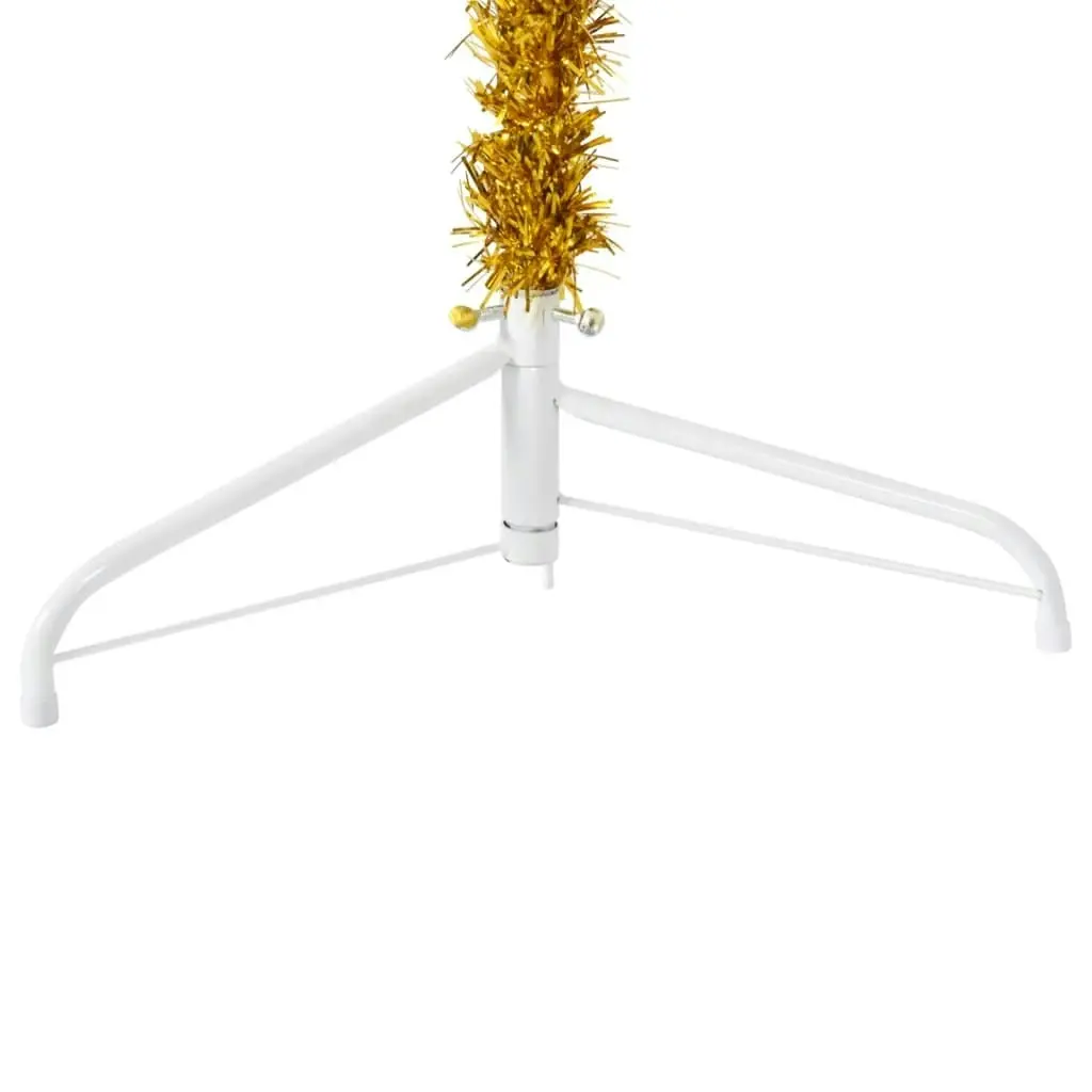 Slim Artificial Half Christmas Tree with Stand Gold 210 cm 344592